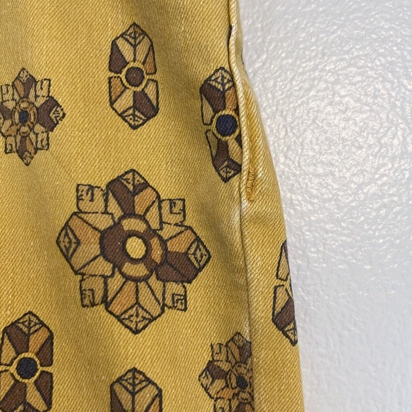 We the Free Geometric Flare Bell Bottom Retro Boho Jeans Mustard Yellow Sz 31 - Picture 8 of 16